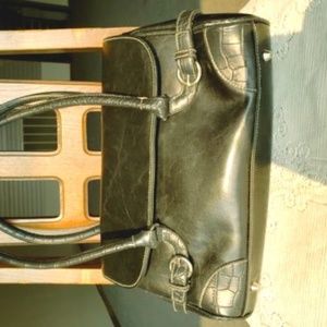 Ladies PVC black leather handbag